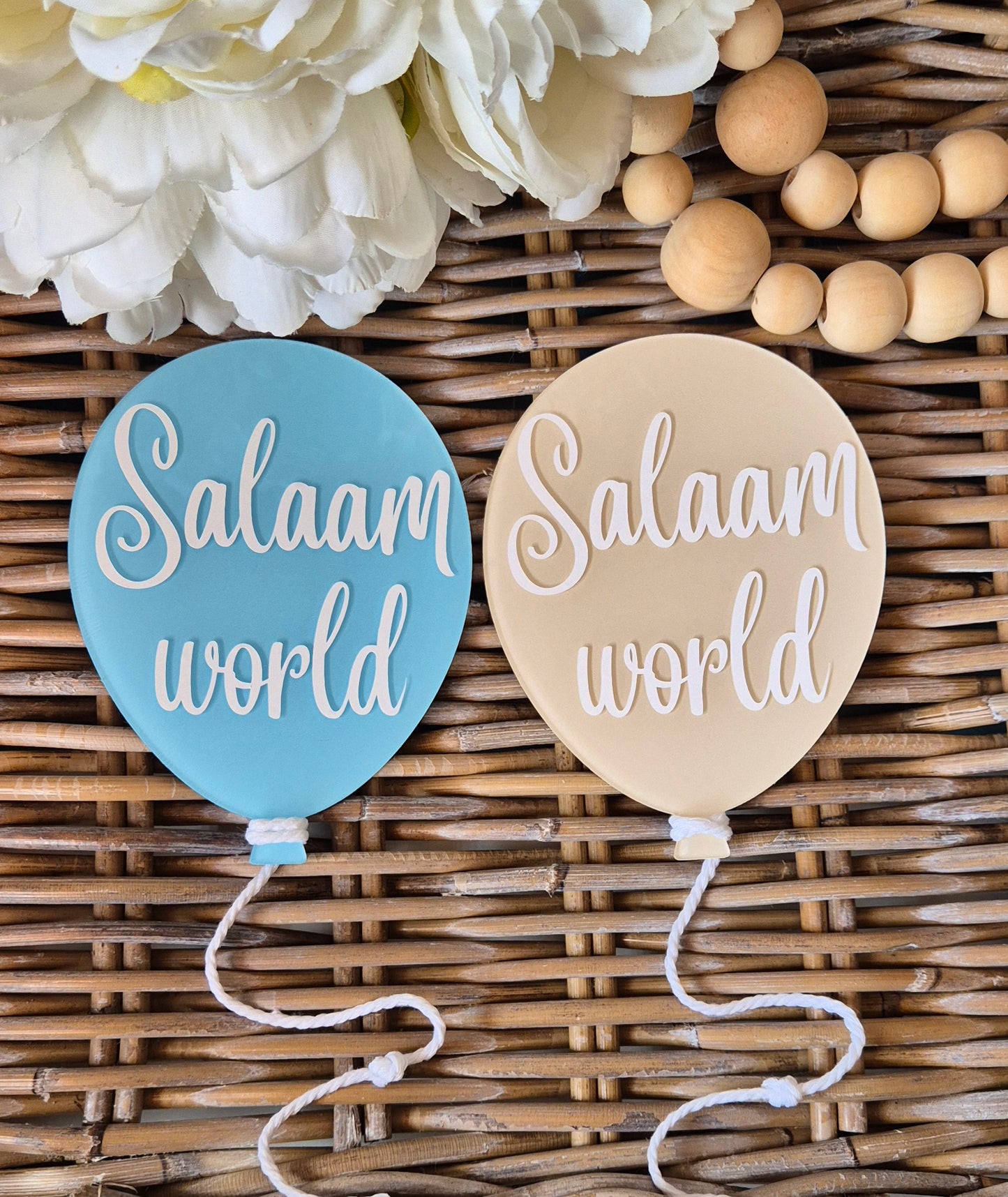 Handmade Salaam World Baby Announcement: Acrylic Balloon Photo Prop