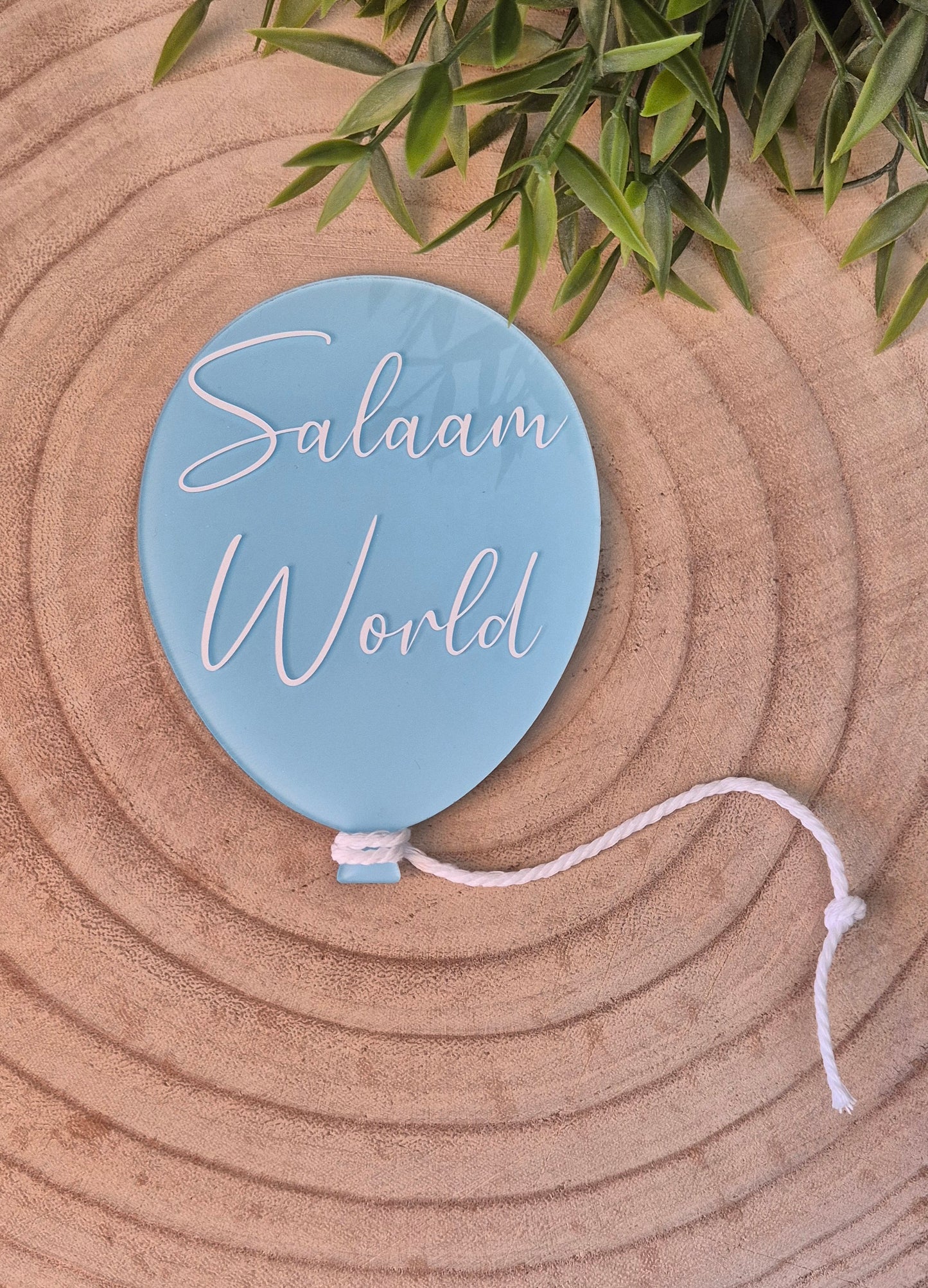 Handmade Salaam World Baby Announcement: Acrylic Balloon Photo Prop