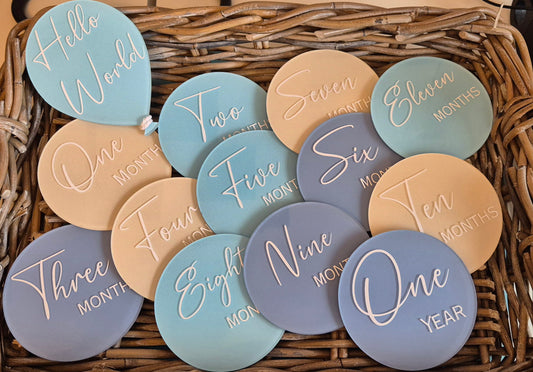 Hand Painted Baby Milestone Discs: Newborn Photo Props