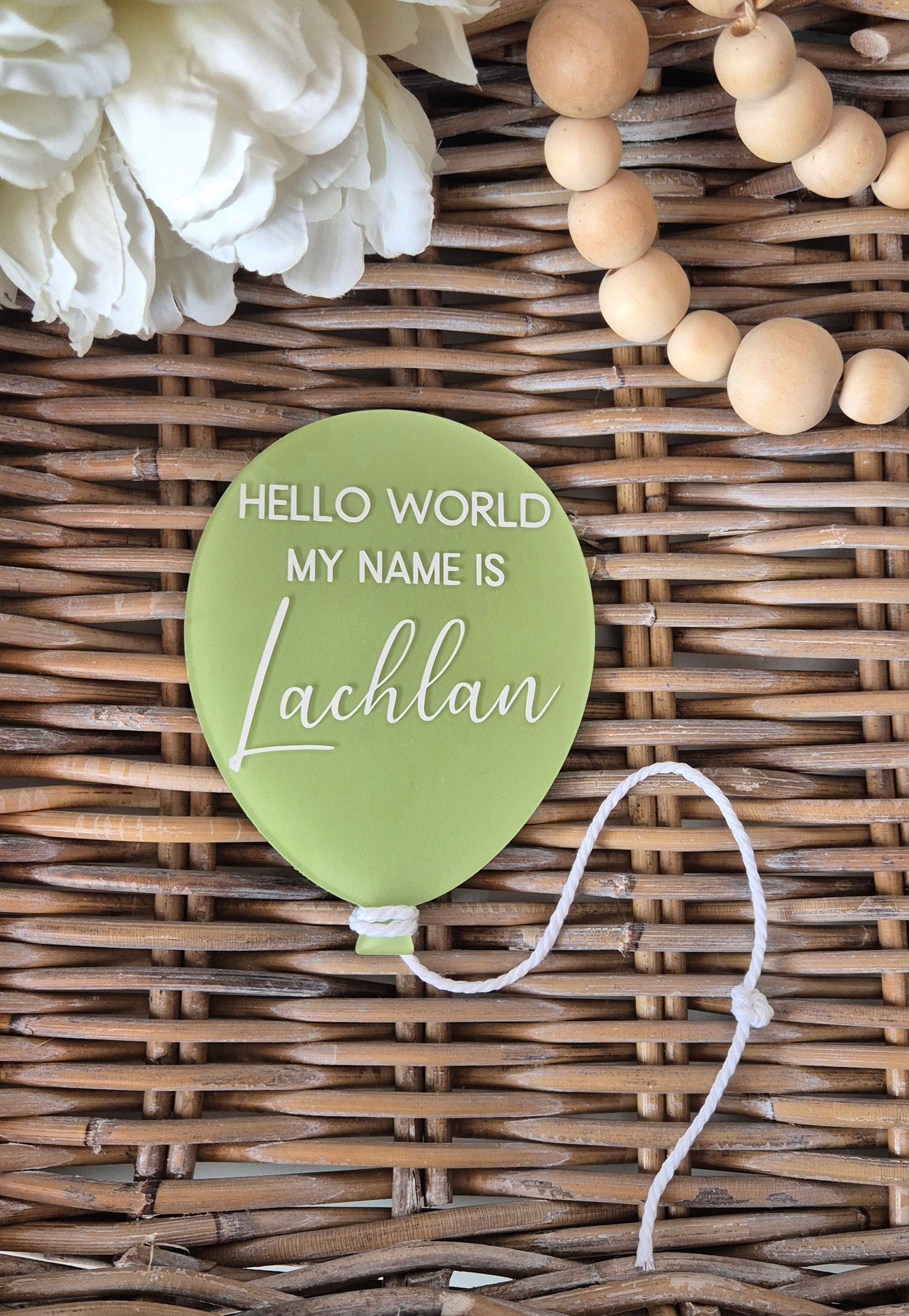 Personalised Baby Announcement Sign: Hand-Painted Acrylic Balloon Plaque