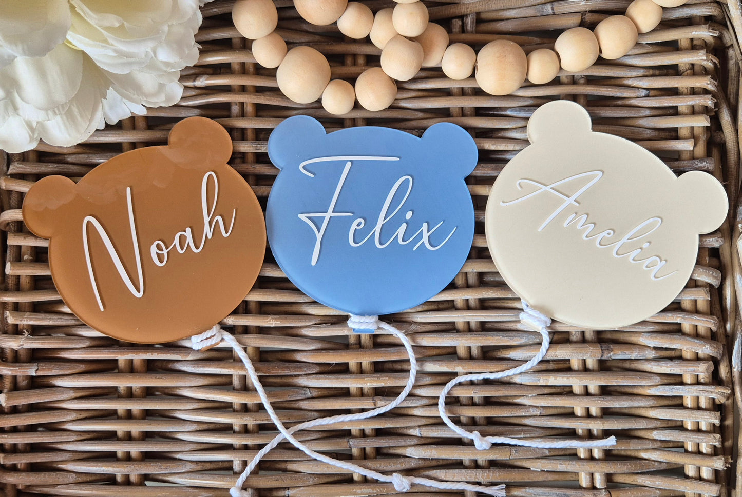 Personalised Teddy Bear Baby Announcement Sign: Hand-Painted Acrylic Photo Prop