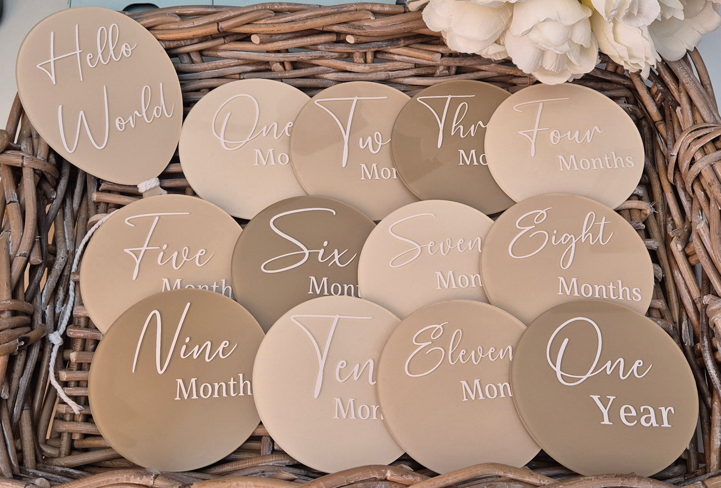 Hand Painted Baby Milestone Discs: Newborn Photo Props