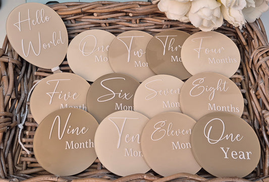 Hand Painted Baby Milestone Discs: Newborn Photo Props
