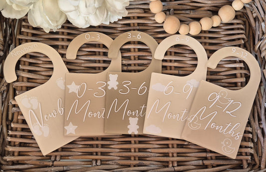Hand Painted neutral baby wardrobe clothing dividers