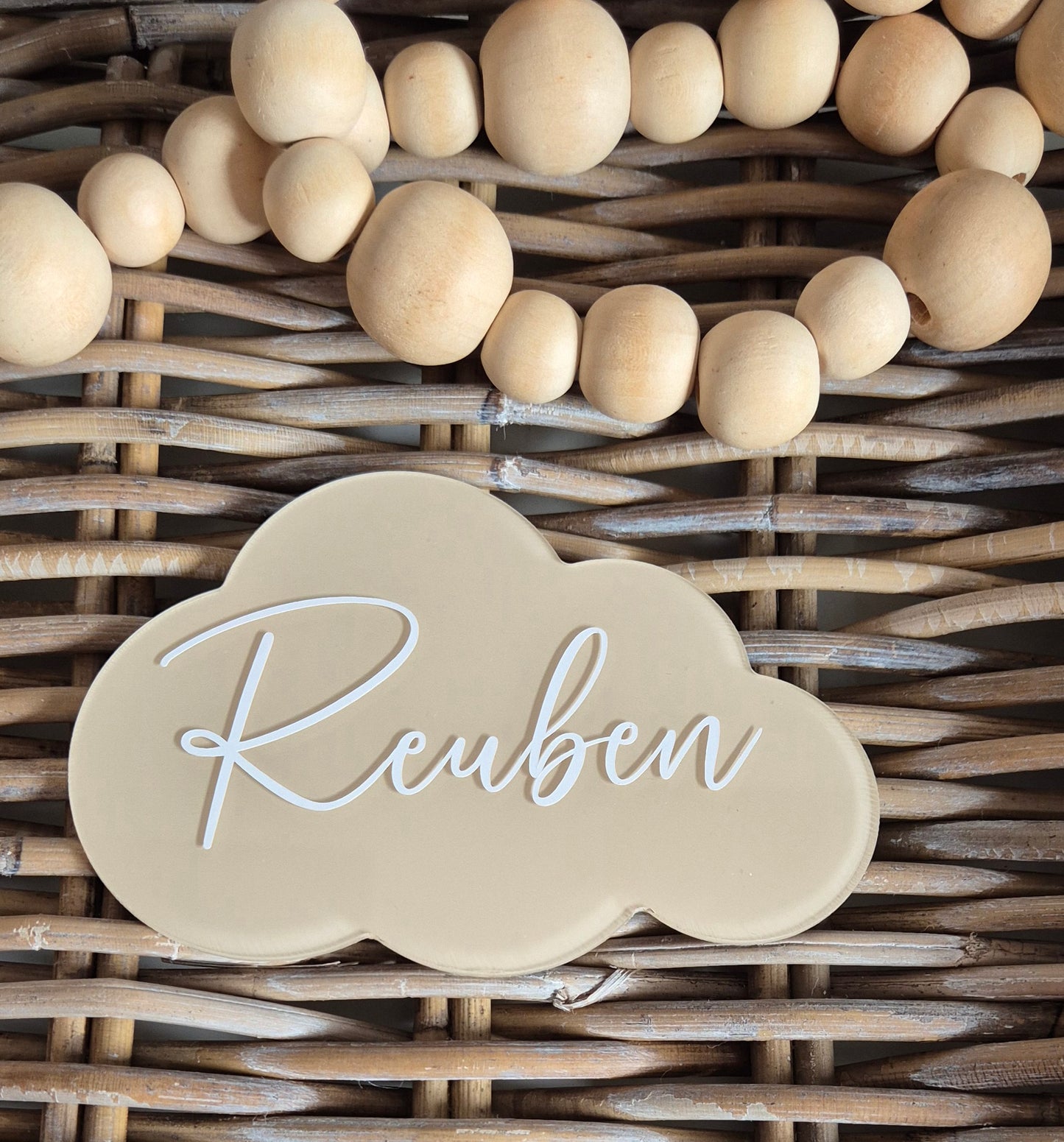 Personalised Baby Name Announcement Cloud Photo Prop: Hand-Painted Acrylic