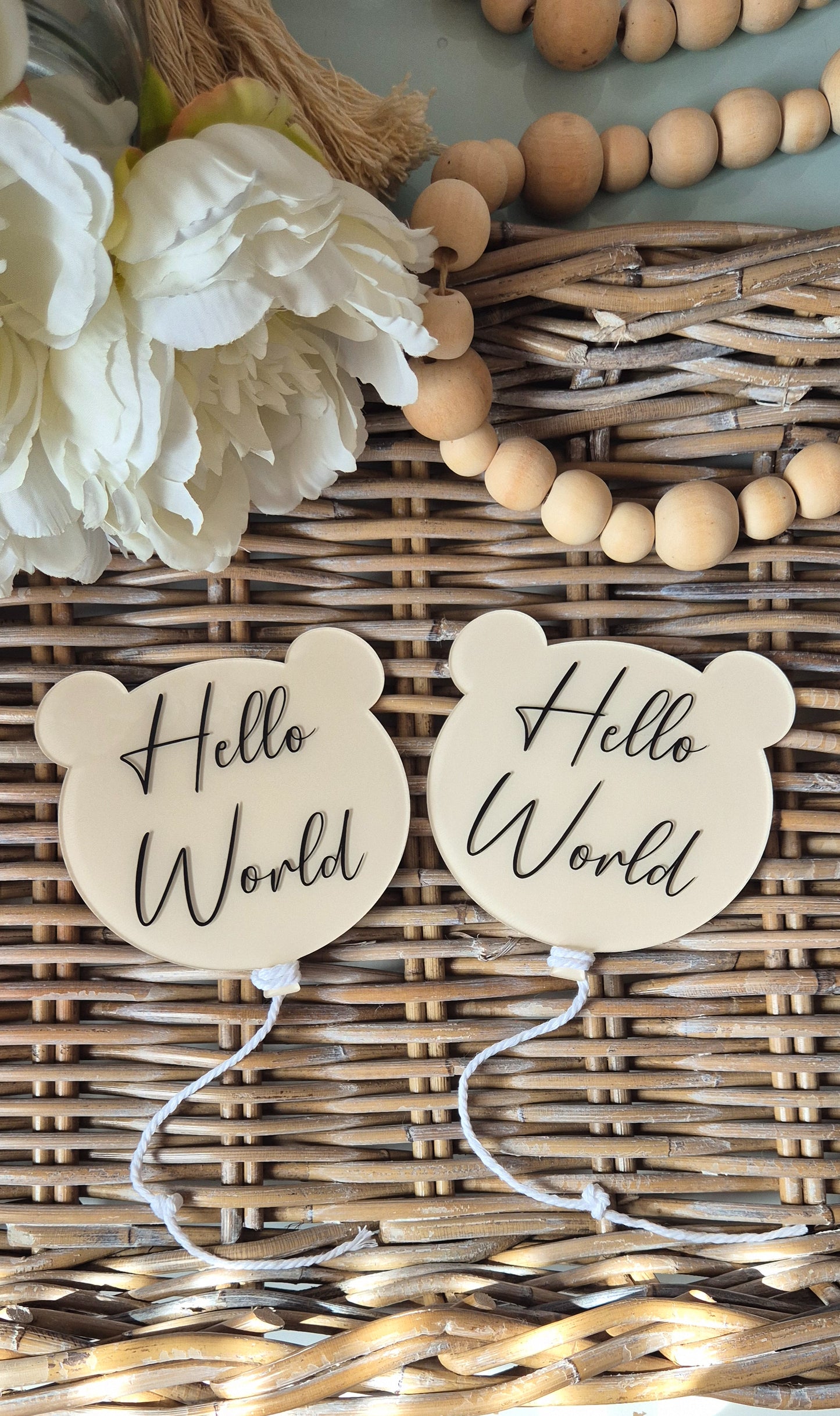 Personalised Teddy Bear Baby Announcement Sign: Hand-Painted Acrylic Photo Prop
