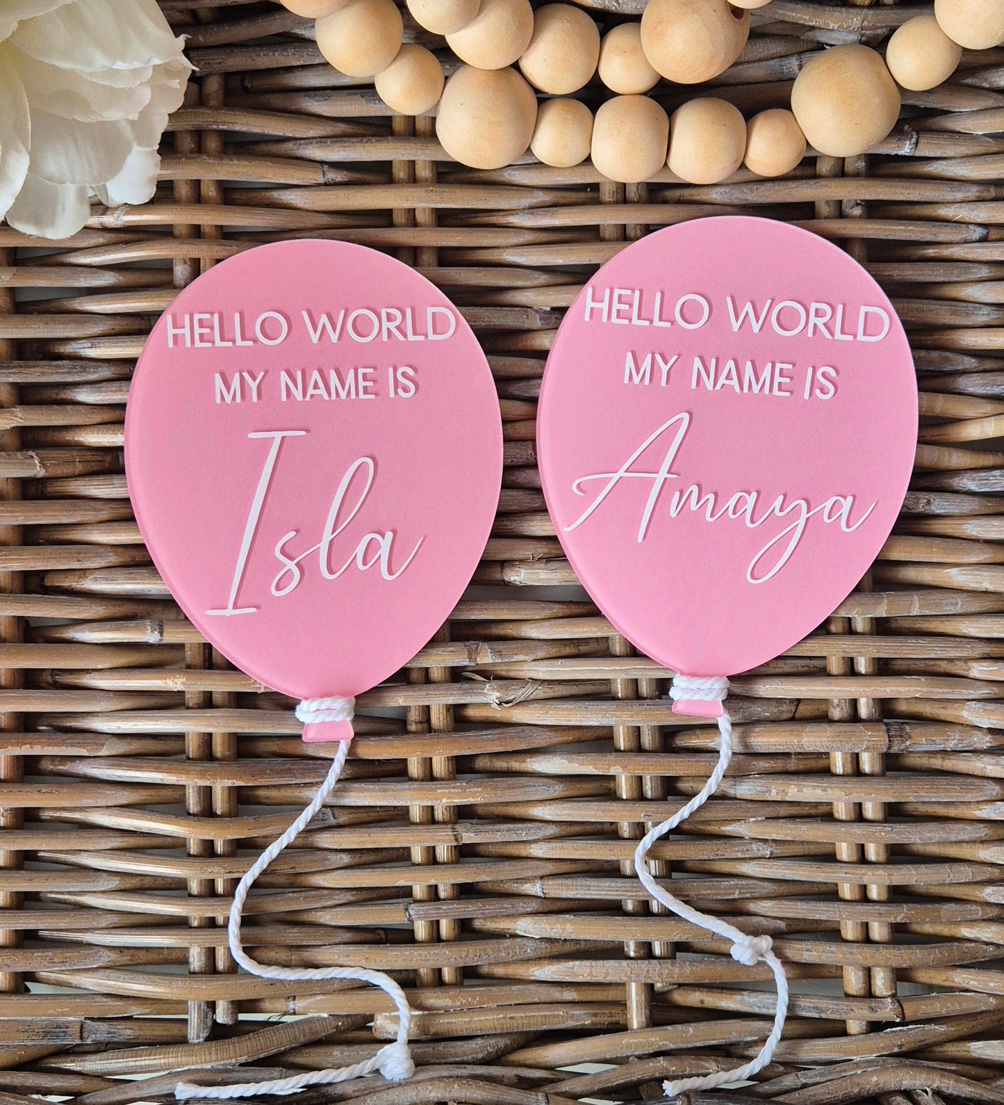 Personalised Baby Announcement Sign: Hand-Painted Acrylic Balloon Plaque