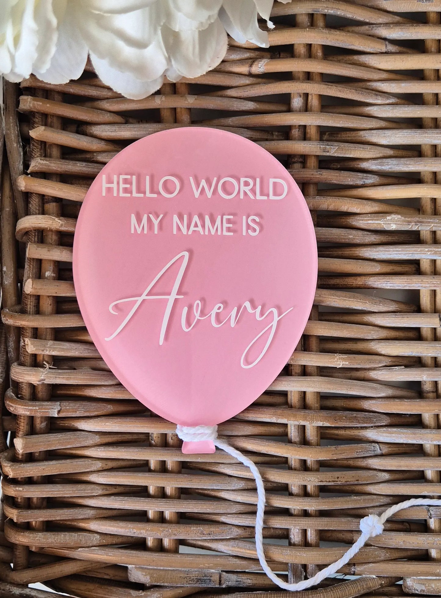 Personalised Baby Announcement Sign: Hand-Painted Acrylic Balloon Plaque