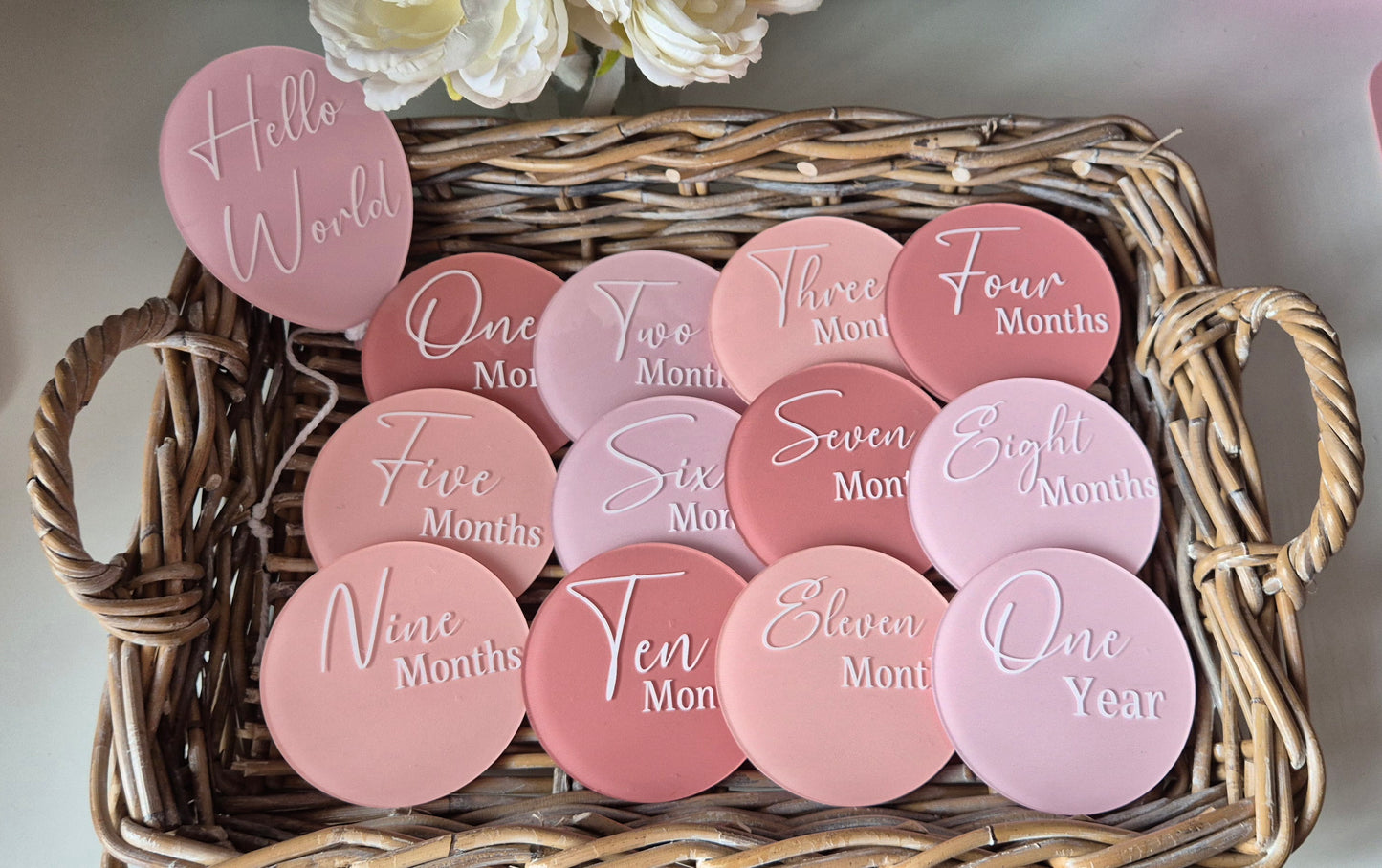 Hand Painted Baby Milestone Discs: Newborn Photo Props